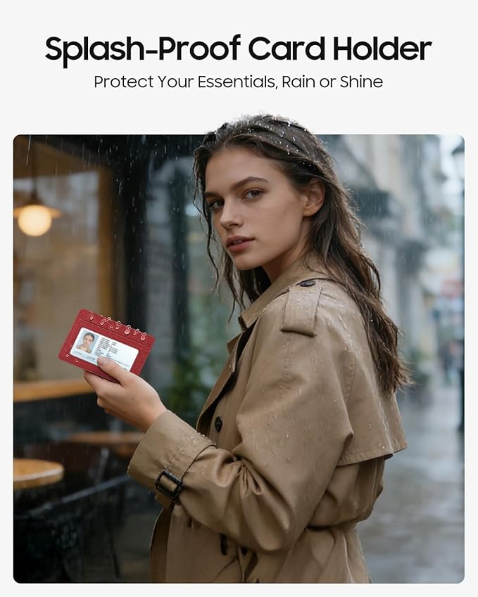 FINTIE Slim Minimalist Front Pocket Wallet, RFID Blocking Credit Card Holder Card Cases with ID Window for Men Women, Poppy Red
