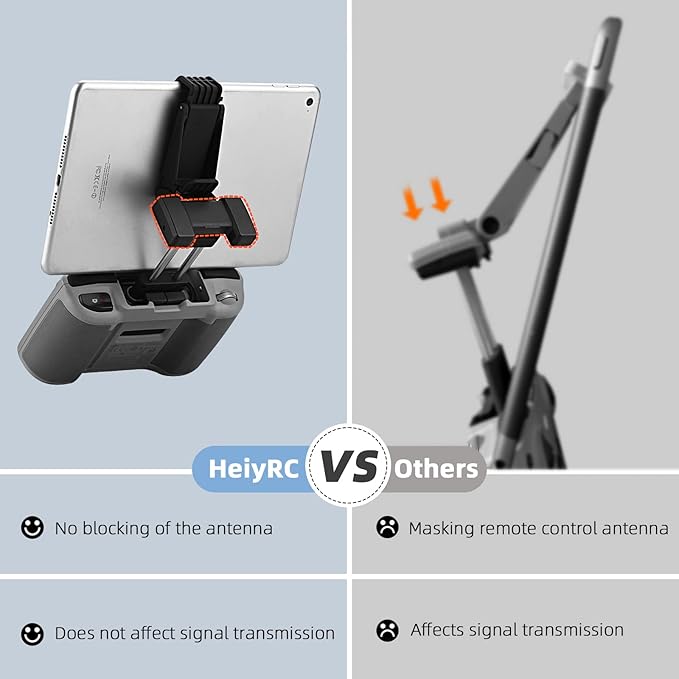HeiyRC Tablet Holder Mount for DJI Neo, Mini 4K, Mini 4 Pro, Mini 3/3 Pro, Mini 2 SE, AIR 3, Mavic 3 Pro, Mavic Air 2S Adjustable Remote Controller Extended Bracket for iPad mini/Air Accessories