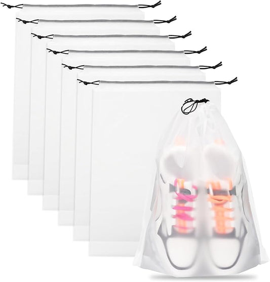 Teskyer 6 Pack Shoe Bags for Travel – Transparent, Waterproof, Portable Shoe Storage for Packing (15.7" x 11.8") – Travel Essentials for Men & Women