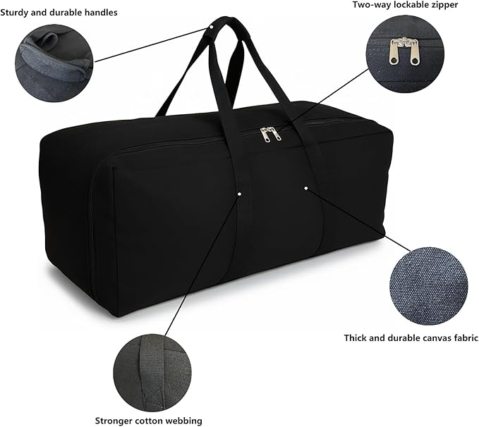DoYiKe Extra Large Canvas Travel Duffle Bag Heavy Duty, Sports Military Camping Tent Travel Storage