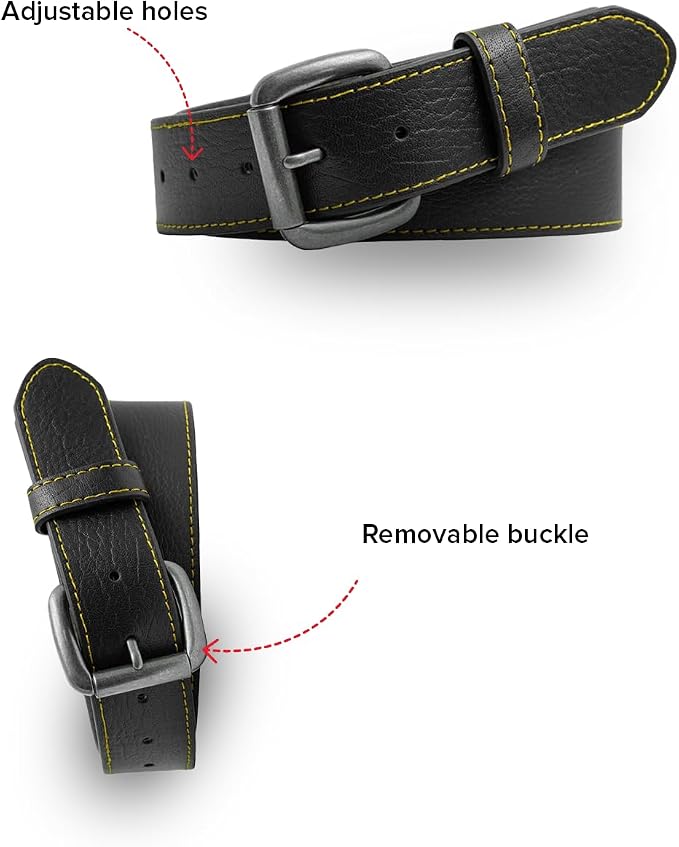 First Mfg Co - Mens Premium Leather Belt With Removable Buckle And Hidden Zipper Money Belt Daily Wear For Pants Perfect Fit