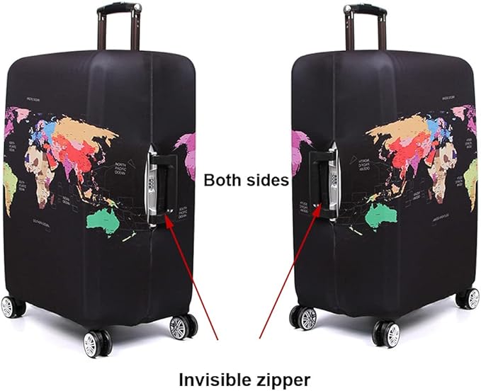 MosaiRudo Thicker Luggage Cover Elastic Suitcase Cover Protector Fits 18-32 Inch Suitcase Travel Accessories (World Map, 26inch)