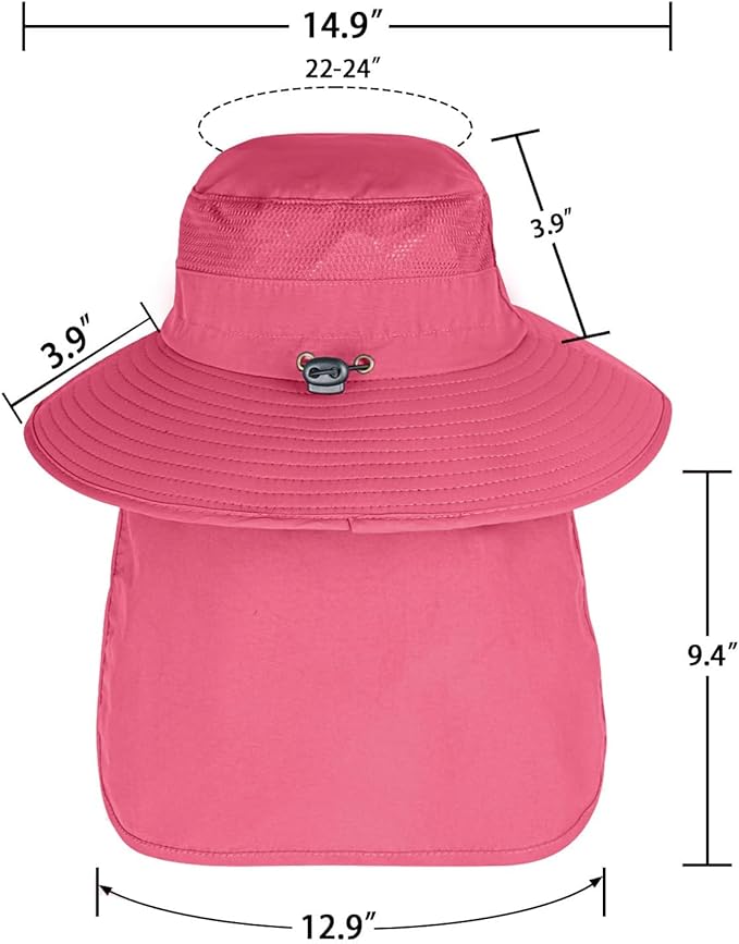 Sun Hats for Men Women Fishing Hat UPF 50+ Breathable Wide Brim Bucket Hats Summer UV Protection Safari Hat with Neck Flap