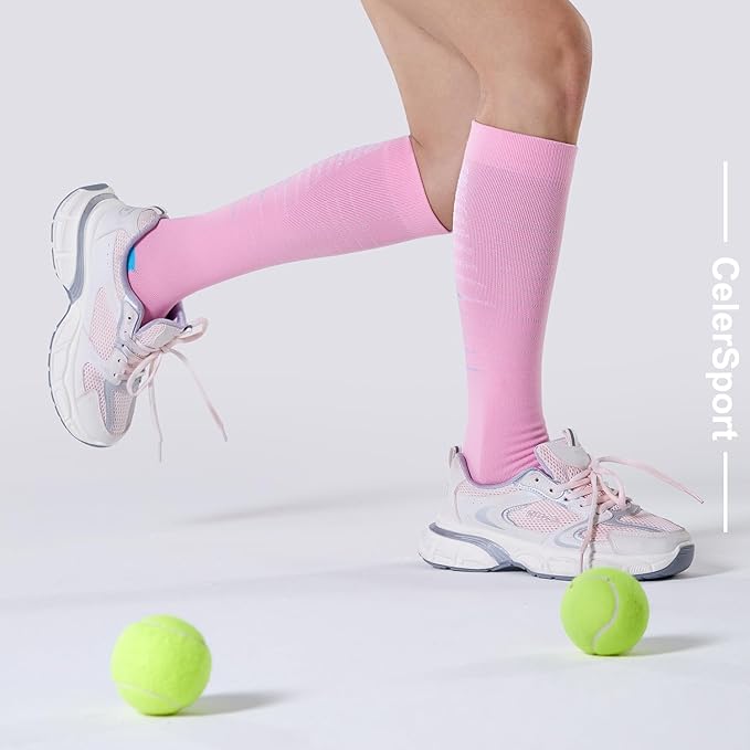 CS CELERSPORT 3 Pairs Compression Socks for Men and Women 20-30 mmHg Running Support Socks