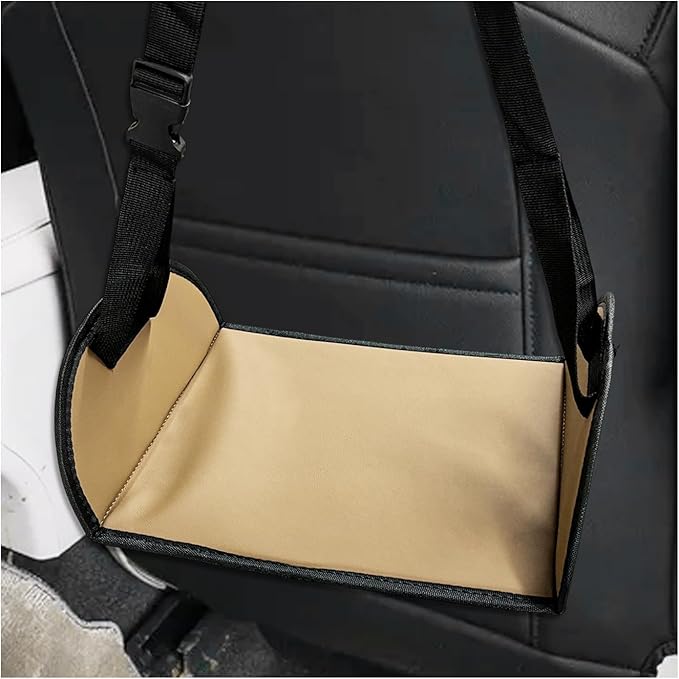 Car Rear Seat Footrest, Comfortable Foot Hammock with Adjustable Straps, Portable Foot Sling Leg Rest Travel Essentials for Women and Men, Universal Car Accessories (Beige)