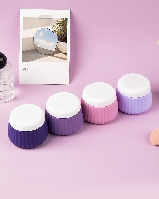 Mrsdry Travel Containers for Toiletries 4 Pack, TSA Approved Travel Size Toiletries, Travel Size Containers, With Clear Bag Leak Proof Silicone Jars, Travel Essentials Creams Jars Carrying Small Items