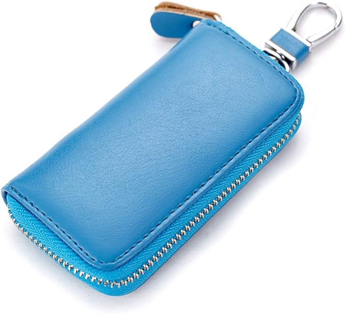 Genuine Leather Key Holder Bag with 2 Card Slot & 6 Hooks & 1 Access Card,Key Case Car Key Holder Wallet for Men Women