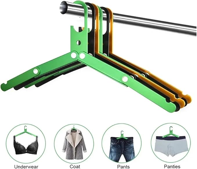 Aluminum Foldable Portable Hangers, Ultra - Light Non - Slip for Business Trips, Road Trips & Outdoor Camping(Green)
