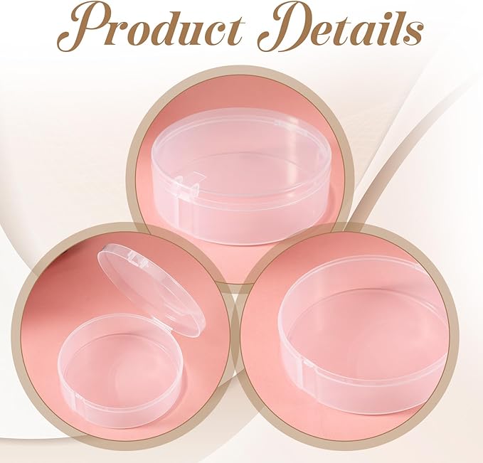 4pcs Cotton Round Holder Travel Case Travel Cotton Rounds Container Portable Plastic Cottons Pad Holder Dispenser Sealed Storage Container for Makeup Remover Cottons Balls Floss Beads
