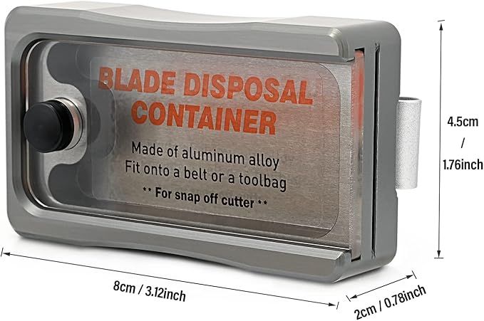 NEWISHTOOL Portable Blade Snap Off Box Razor Disposal Container Storage Bank, Safety to Dispose of Most 9mm 18mm Utility Knife Blades, Aluminum Alloy Blades Breaker with Magnet and Clip