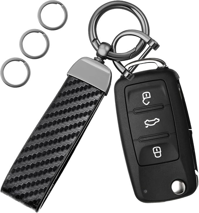 OHKYOOT Leather Car Keychain,Carabiner Clip Key Fob Keychain for Home Car Keys Women Men