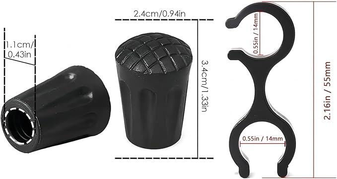 Trekking Pole Tips Set - Walking Sticks Replacement Tip Protectors - Snow & Mud Baskets