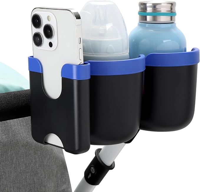 Accmor Stroller Cup Holder with Phone Holder, Bike Cup Holder, Universal Cup Holder for Uppababy Nuna Doona Strollers, 2-in-1 Cup Holder for Walker, Wheelchair, Scooter