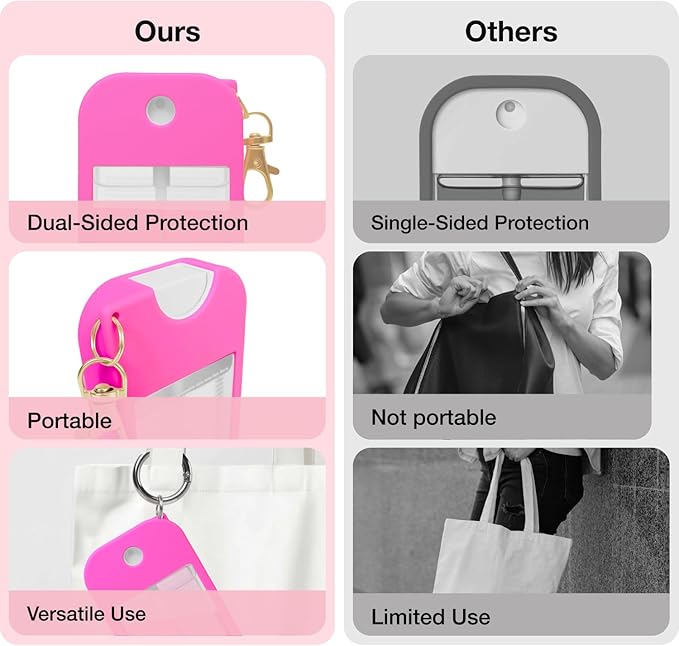 2 PCS Soft Silicone Case for Touchland Power Mist (1FL. OZ./30 mL), Protective and Stylish Case with Keychain Compatible with Touchland Hand Sanitizer Spray (Hot Pink/Blue)