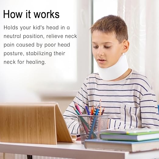 Kids Neck Brace for Neck Pain and Support, Soft Foam Cervical Collar Adjustable Youth Neck Support for Childrens Whiplash and Childs Torticollis Neck Stabilizer