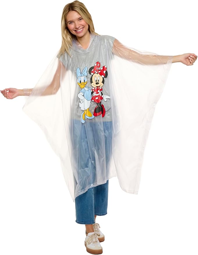 Disney Minnie Mouse Mickey Mouse Pluto Daisy Duck Rain Poncho Hoodie Unisex Adult