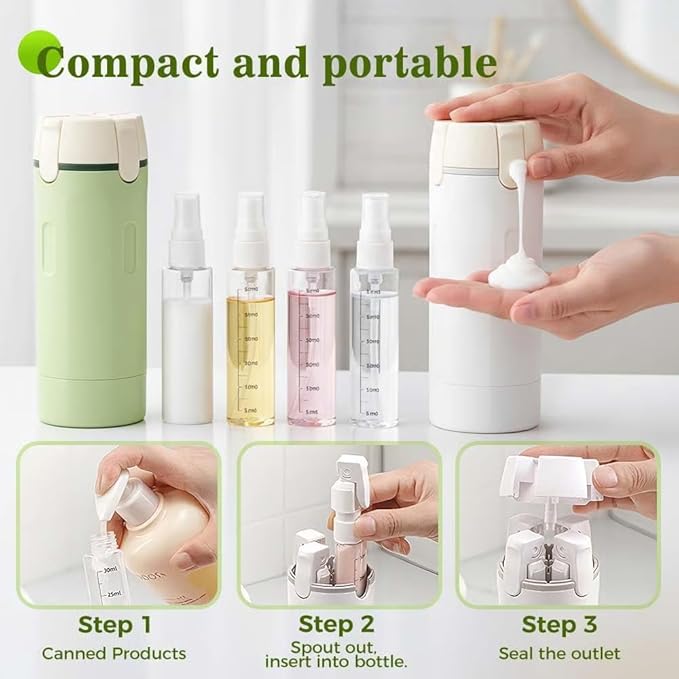 4-in-1 Travel Dispenser Bottle,4 Pack 30ML Travel Bottles for Toiletries, Leak Proof Travel Size Containers (Green)