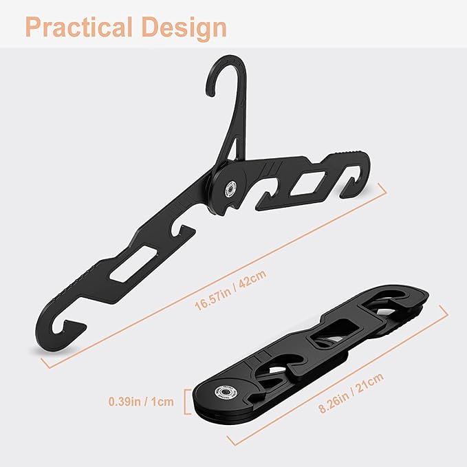 Premium Travel Hangers 3 Pack Portable Folding Clothes Hangers - Super Bearing Collapsible Hanger Foldable Clothes Drying Rack for Travel, Indoor and Outdoor Use (3 Pack Black)