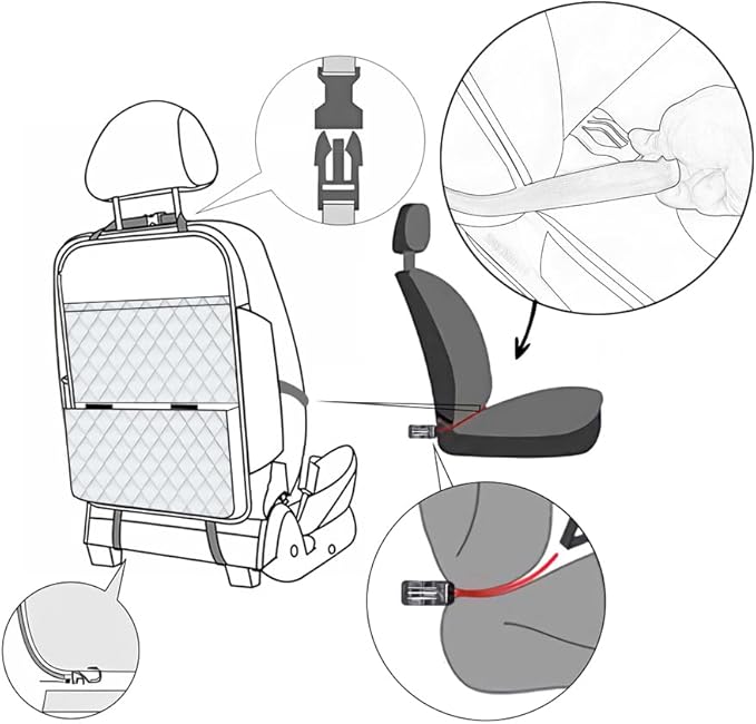 TAIKOO Seat Back Protector + Large Capacity Pocket Storage Organizer,Preventing the Impact of Children Stepping on the Seat Backrest (Orange)
