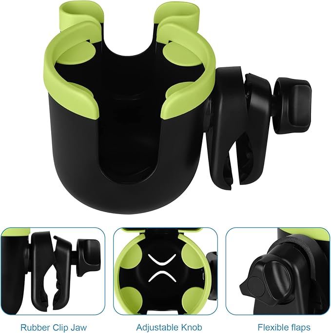 Accmor Stroller Cup Holder with Phone Holder, Bike Cup Holder, Universal Cup Holder for Uppababy Nuna Doona Strollers, 2-in-1 Cup Holder for Walker, Wheelchair, Scooter