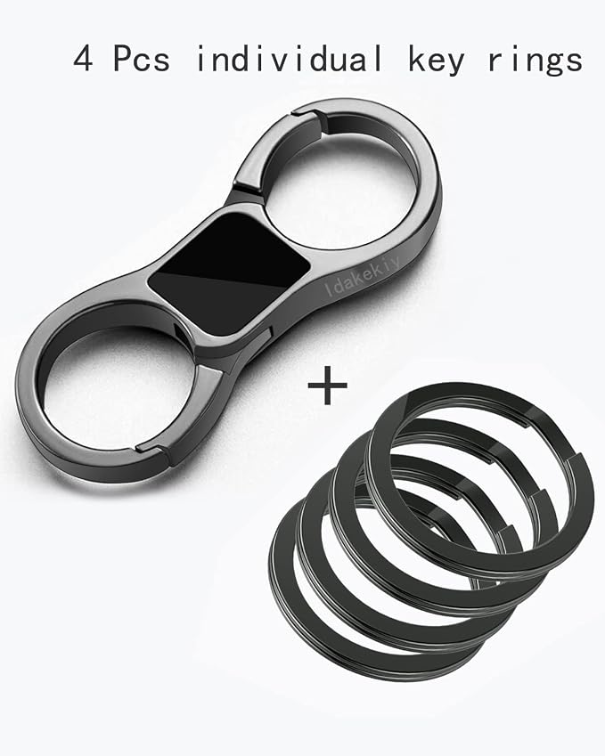 Idakekiy Key Chain Quick Release Spring with 4 Key Rings Heavy Duty Car Keychain Organizer for Men and Women
