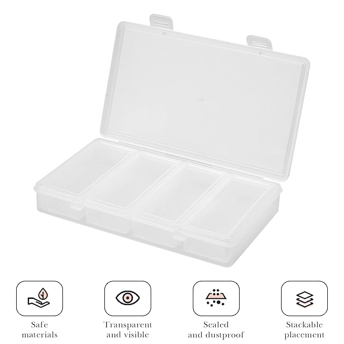 Cotton Swab Holder for Travel, 4 in 1 Travel Floss Picks Case with Dustproof Lid, Clear Plastic Reusable Cotton Pad Holder Storage Box for Cotton Swabs Hair Ties Floss