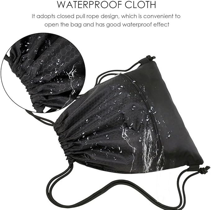 Drawstring Backpack Bag, Waterproof Draw String Back Sack with Zip Pocket, Gym Drawstring Bags Swim Bag for Men Women