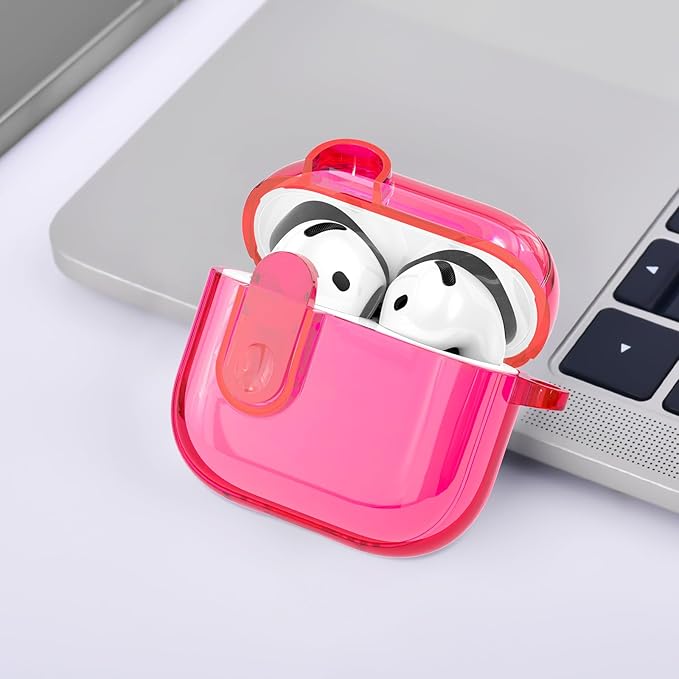 (with Safety Lock) Clear Case Compatible with Cute Apple Airpods 4 Cases 2024 Women, VISOOM Soft TPU Transparency Air pods 4 Gen Case iPods 4 Earbuds Case Girl Bling Keychain for Airpod iPod 4th Gen