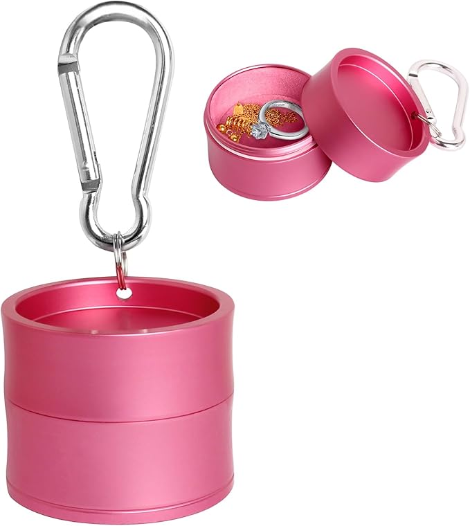 Mini Travel Ring Holder Keychain, Portable Jewelry Holder Keychain with Protective Sponge, Small Necklace Earrings Case for Gym Sports Bag Purse