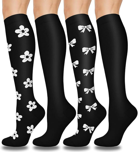 Aoliks Compression Socks for Women & Men 4 Pairs, Best Support for Nurses Running Travel