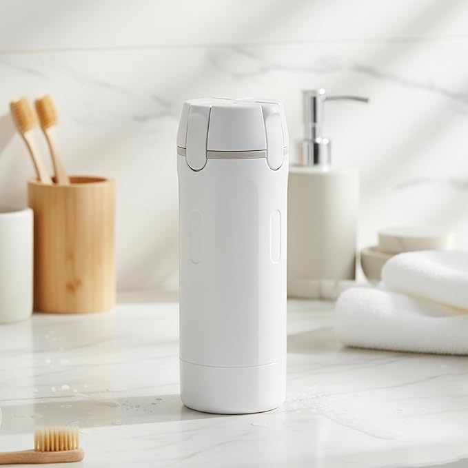 4 in 1 Travel Dispenser Bottle, Refillable Leak Proof Travel Size Bottles for Toiletries, Shampoo, Body Wash, Lotion, Conditioner (White, 16.5cmx5.5cm, 30ml x 4, Plastic)