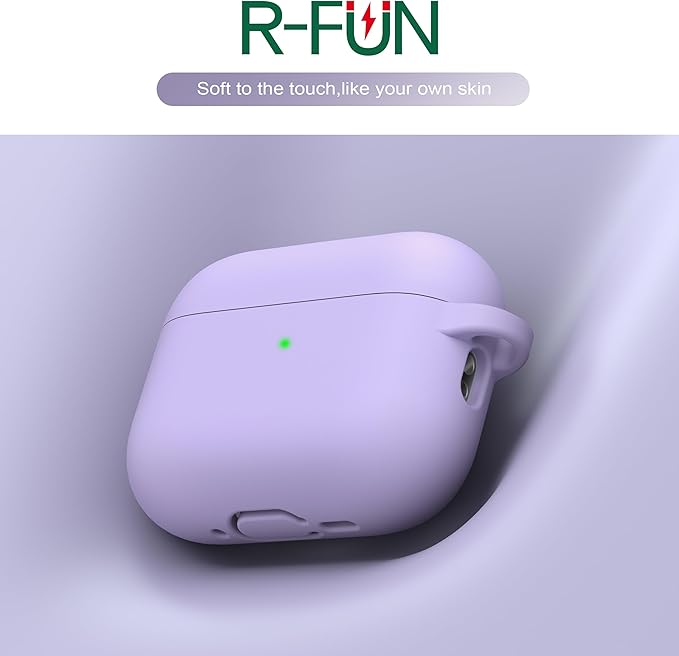 R-fun for AirPods Pro 3 Case (2025), Soft Silicone Protective Case Cover Compatible with Apple AirPods Pro 3rd Generation (USB-C Cable) for Women Men with Cleaning Kit and Keychain, Banana Violet