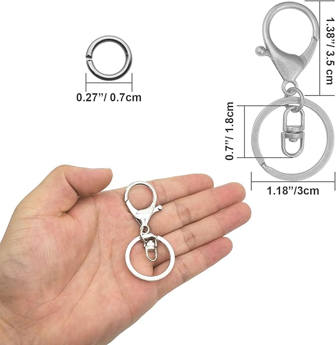 30Pcs Lobster Claw Clasps Keychain for Jewelry Making,Metal Lobster Clasp Swivel Trigger Clips with Swivel Clasps Hook Clips Flat Split Keychain Ring 100Pcs Open Jump Ring for DIY Craft Jewelry Making