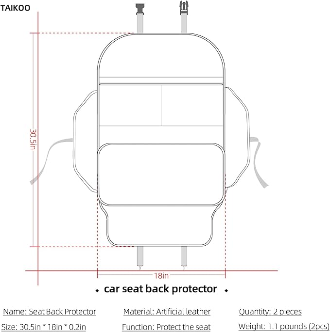 TAIKOO Seat Back Protector,Shields Seat Backs From Kicks and Adds Storage | kick mats back seat protector easy to install and clean, well-crafted, sturdy, durable and stylish.2 Pack
