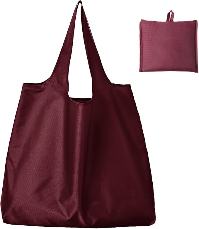 Large 50lbs Heavy Duty Reusable Foldable Grocery and Shopping Tote Bags - Washable Polyester Bags in Pocket