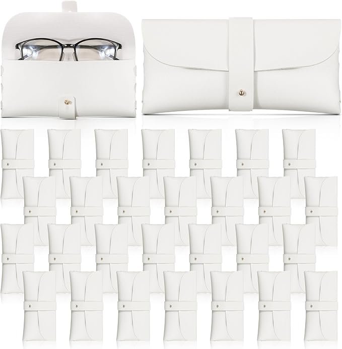 Nuogo 30 Pack Eyeglass Case Soft Glasses Case Studded Sunglasses Pouch Portable PU Leather Bag for Women Men
