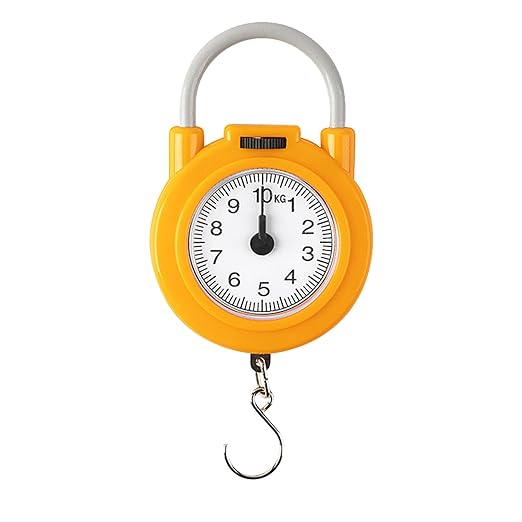 Handheld Scale, Small Food Weighing Scale 22lb Load Capacity High Accuracy Portable Kitchen Spring Scale for Household (Yellow)