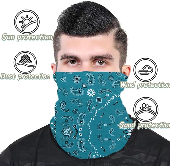 Neck Gaiter Face Cover Bandana Mask Scarf, Breathable Sun& Dust-proof for Cycling Running Fishing Hiking