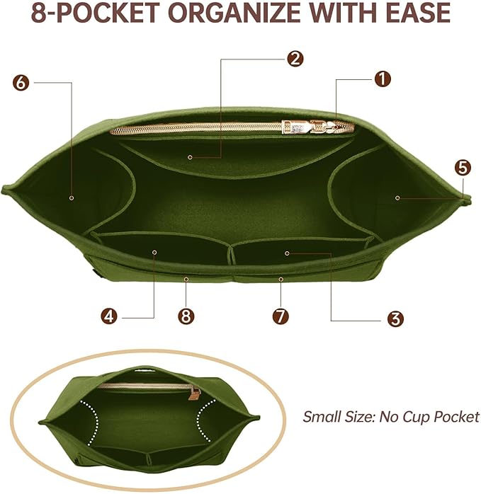 OPPOSHE Purse Organizer Insert for Longchamp Le Pliage, Premium Felt Long Champ Bag Handbag Women, Tote Organizer Insert with 9 Compartments (Large, Forest Green)