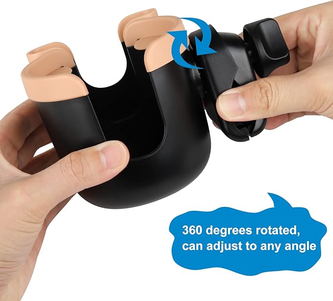 Accmor Stroller Cup Holder with Phone Holder, Bike Cup Holder, Universal Cup Holder for Uppababy Nuna Doona Strollers, 2-in-1 Cup Holder for Walker, Wheelchair, Scooter