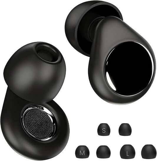Ear Plugs for Sleeping, 45dB Noise Cancelling & Reusable Silicone Earplugs - Noise Reduction for Snoring, Concerts, Airplane Travel, Side Sleepers, Includes 6 Tips (Obsidian) (Black)