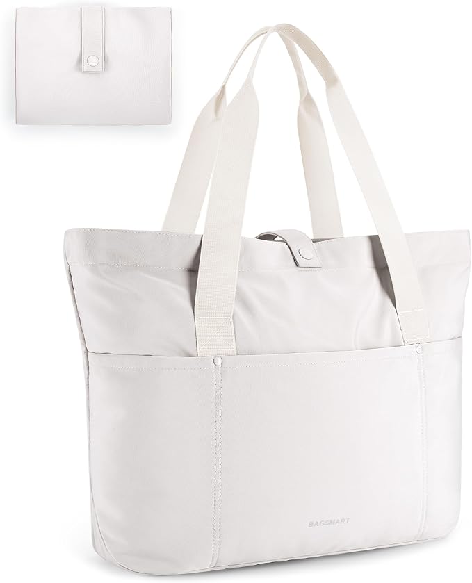 BAGSMART Tote Bag for Women, Foldable Tote Bag With Zipper Travel Shoulder Bag Handbag for Work