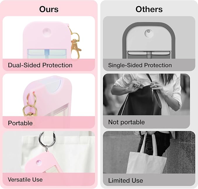 2 PCS Soft Silicone Case for Touchland Power Mist (1FL. OZ./30 mL), Protective and Stylish Case with Keychain Compatible with Touchland Hand Sanitizer Spray (Pink/White)