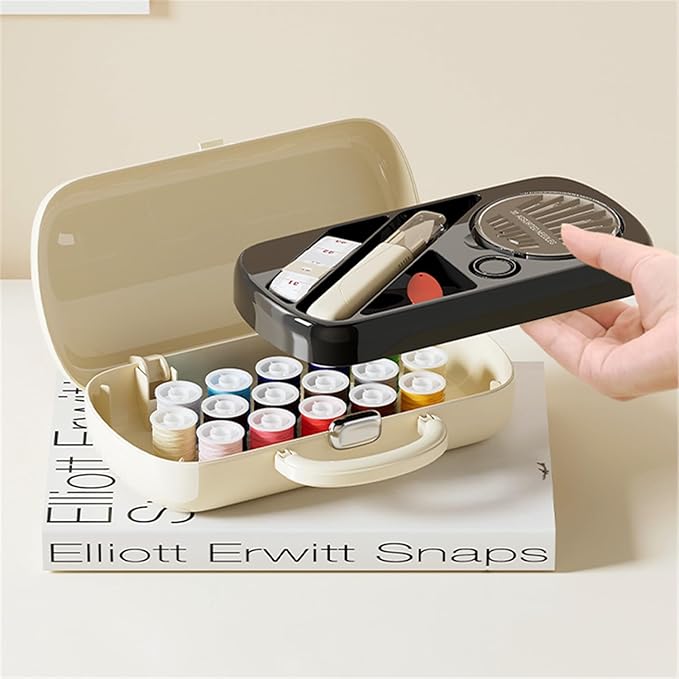 WANSHUNLMI 150 Pcs Creamy White Sewing Project Kit, Travel Family Sewing Supplies Repair Kit Portable Small Traveler Sewing Kit Sewing Thread Accessories DIY Sewing Supplies Organizer (White)