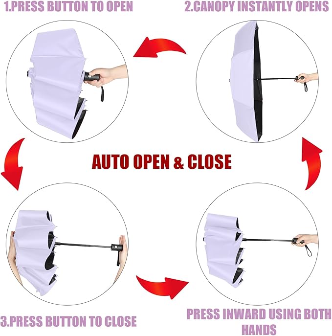 Jexine 6 Pcs Windproof Travel Umbrella for Rain Compact Small Automatic Lightweight Portable Umbrella for Men Women Backpack