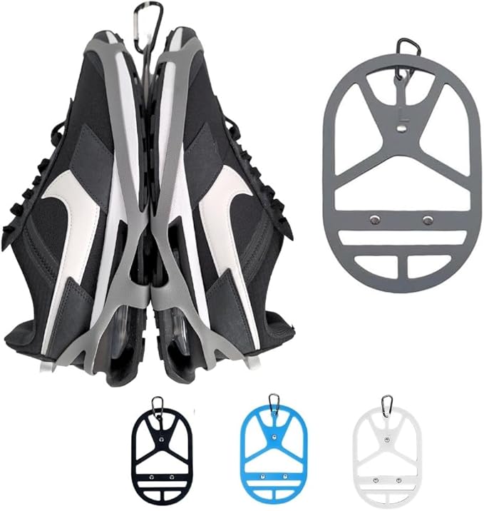 Shoe Holster For Backpack with Clip Hanger. Footwear Holder with Carabiner for Sneakers, Cleats, Bowling, Soccer, Basket, Football. For Travel, Outdoors, Sports & Space Saving