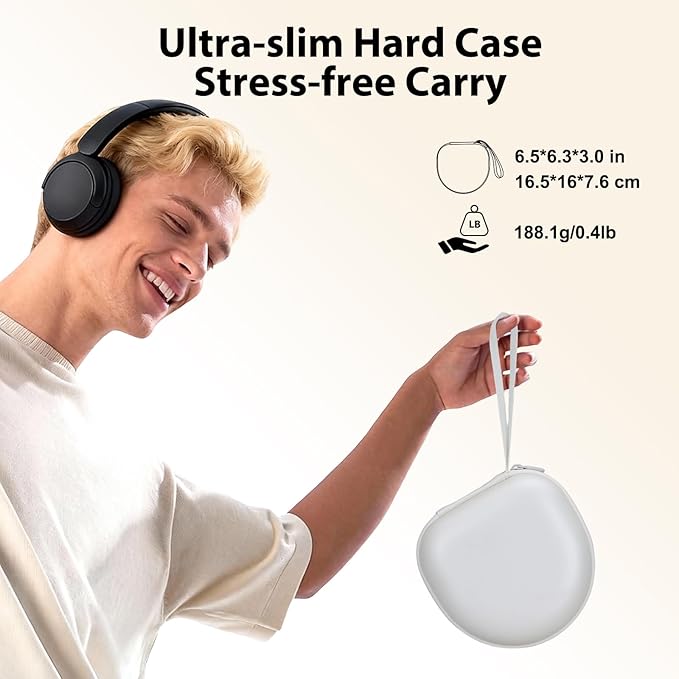 Headphone Case Compatible with JBL/Beats/BERIBES/Jlab/Picun/TOZO/KVIDIO/Soundcore Anker/Skullcandy Noise Cancelling Over-Ear Headphones, Pearl Cream