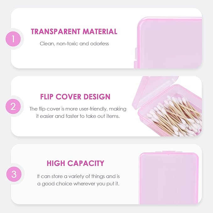 Adorila 6 Pack Travel Cotton Swab Qtip Holder, Portable Hair Tie Organizer with Lid, Flosser Dispenser, Lightweight Storage Organizer for Bathroom Vanity Countertop