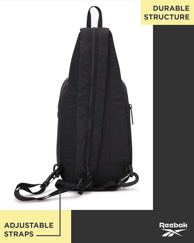 Reebok Unisex Crossbody Bag - Convertible Compact Durable Cross Body Bag for Women and Men - Gym and Travel Essentials, Size One Size, Cosmos Black