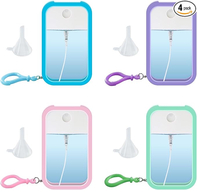 4 PCS 50ml Card Spray Bottles - Refillable, Portable, Ultra-Thin Perfume Atomizer Vials, Travel-Friendly Empty Bottles for Alcohol, Hand Sanitizer, and Cosmetics